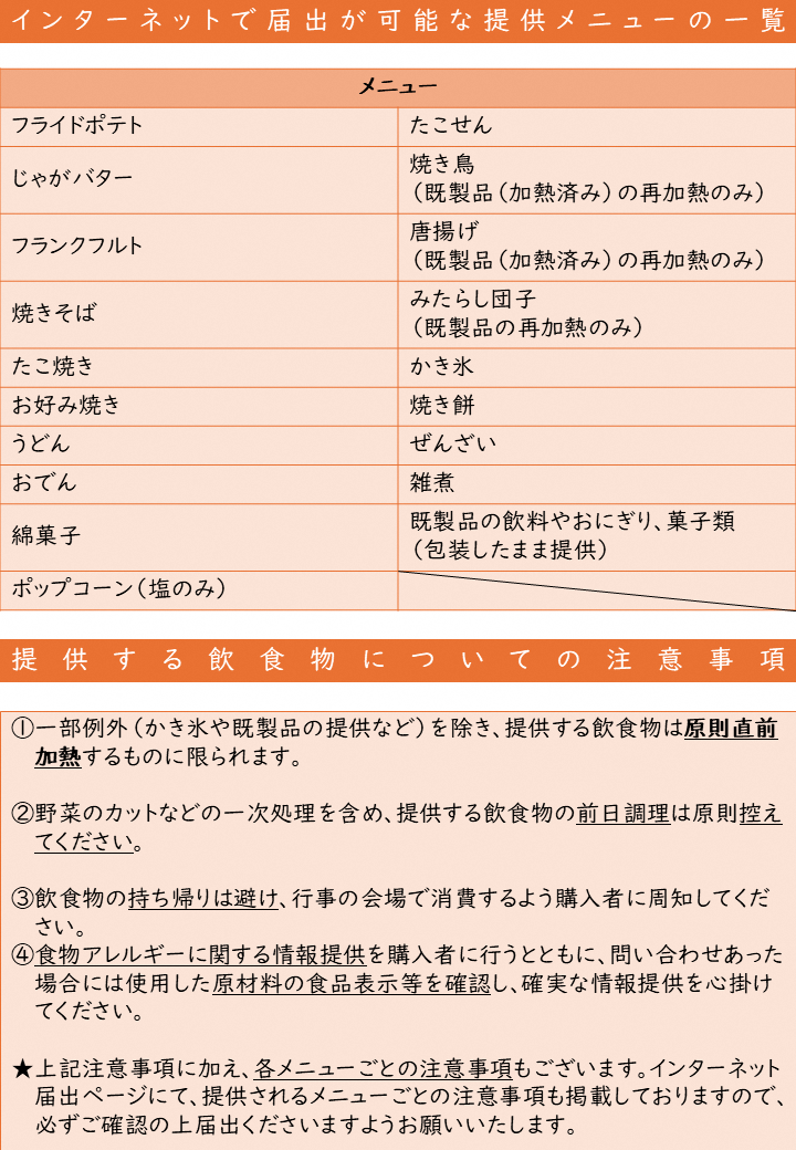 臨時出店届のインターネット受付案内チラシ2ページ目