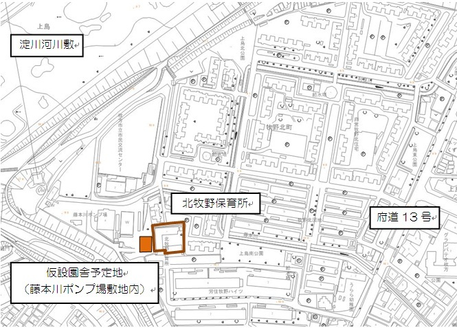 北牧野保育所の配置図