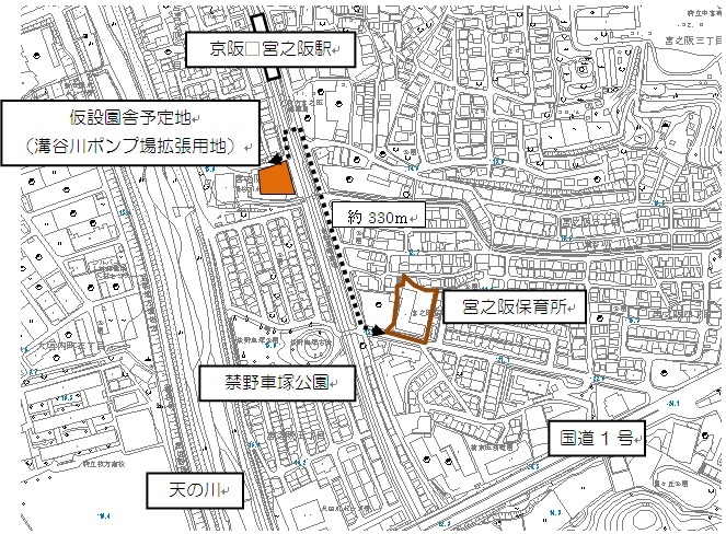 宮之阪保育所の配置図等