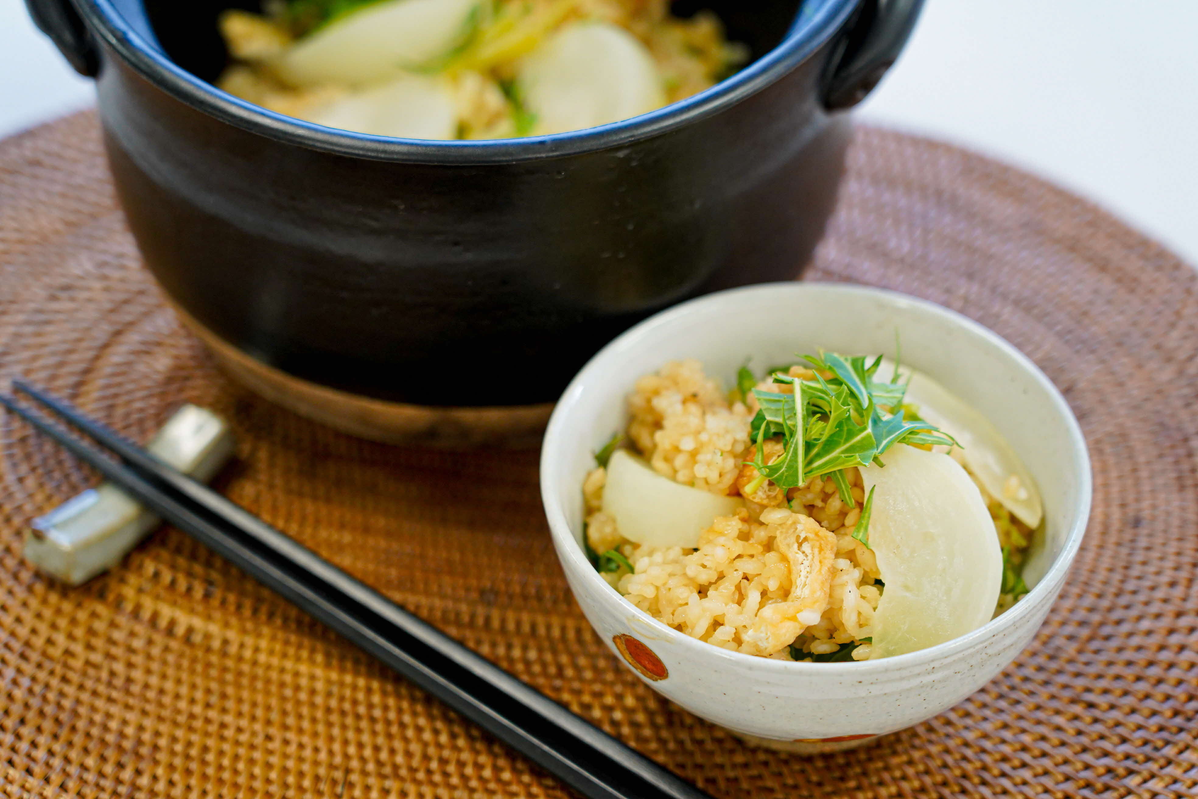 カブと水菜の炊き込みご飯