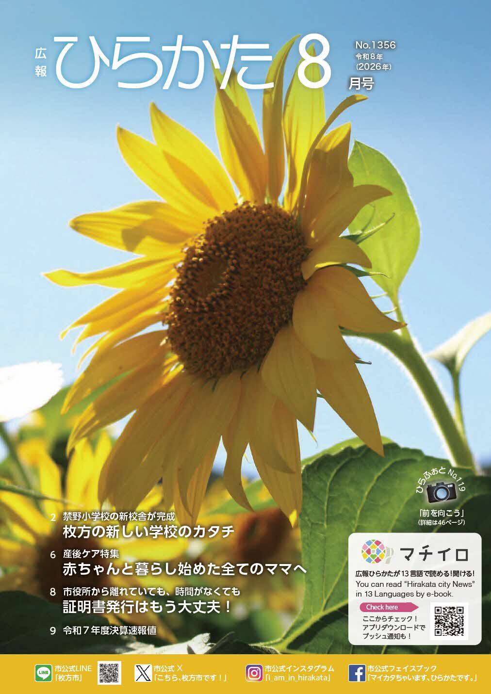 広報ひらかた8月号の表紙