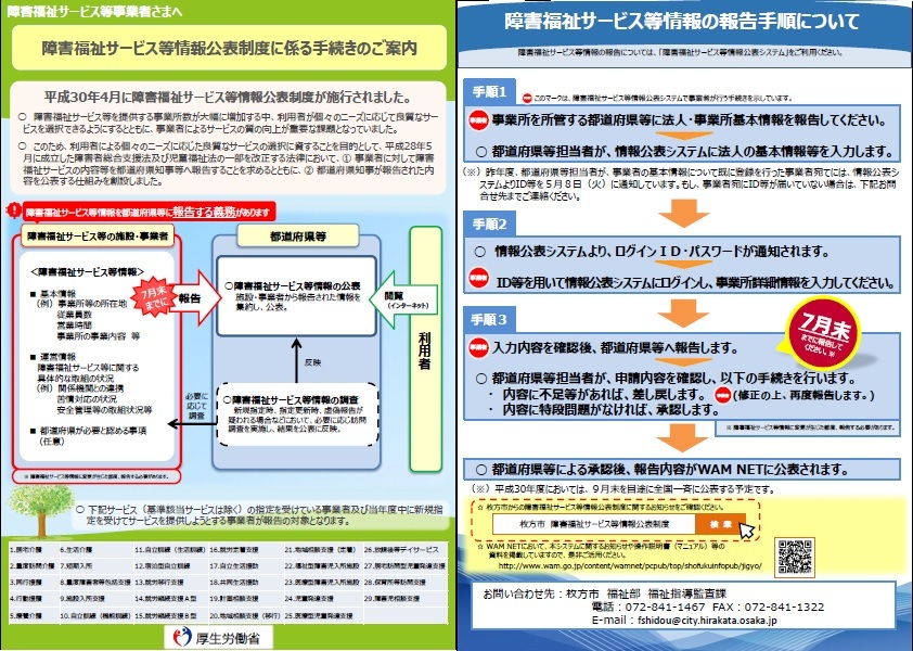 障害福祉サービス等情報公表制度に係る手続きのご案内