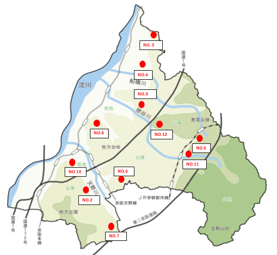 保存樹林の位置図