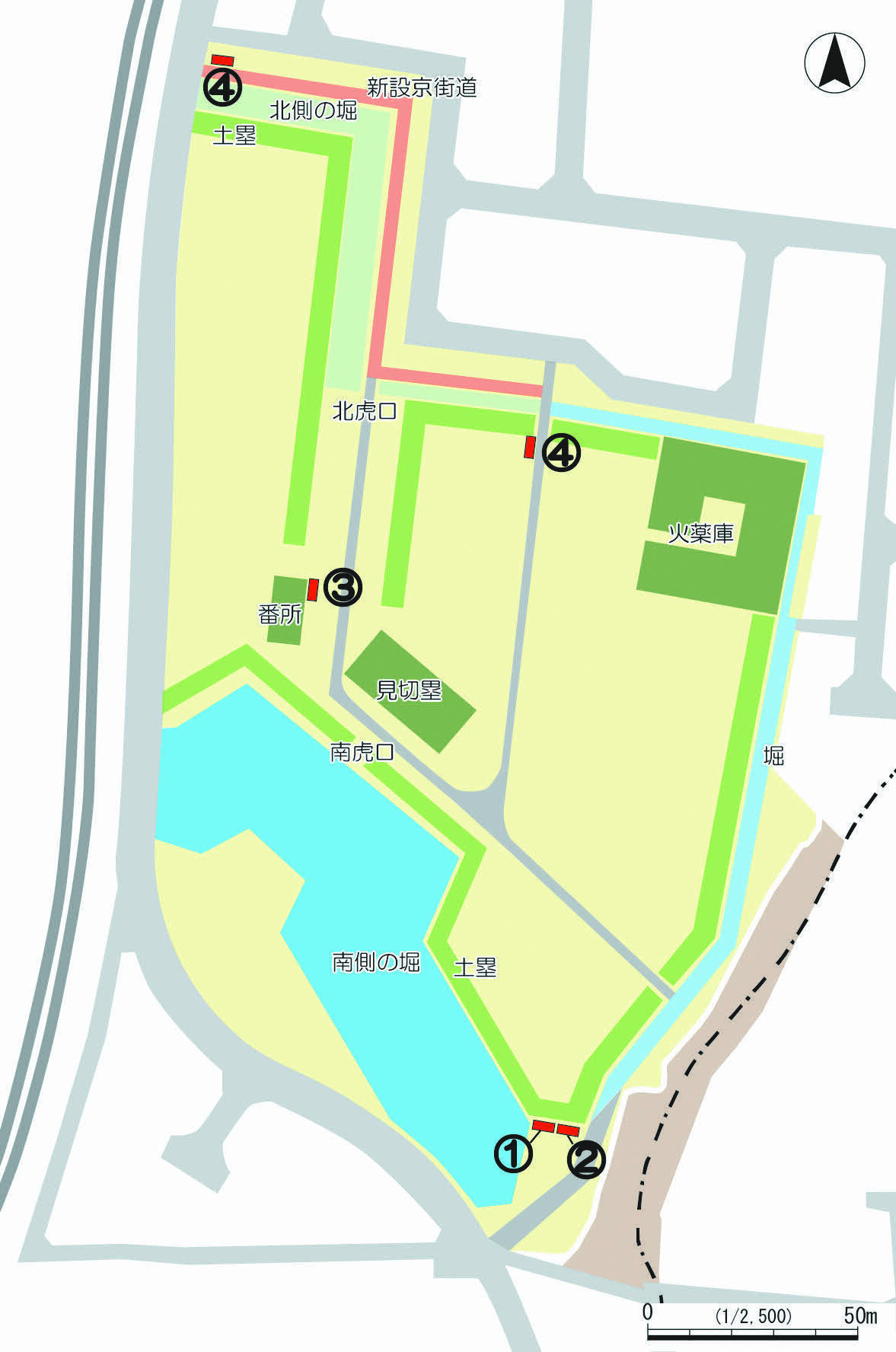 楠葉台場跡解説案内板位置