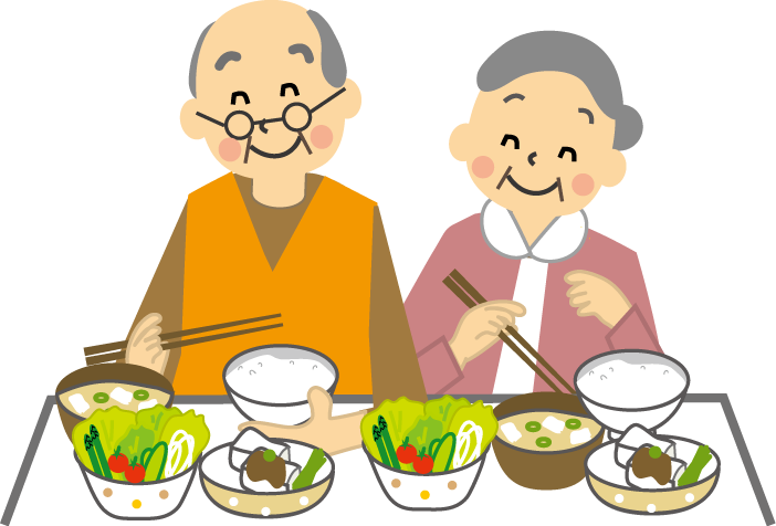 食事する老夫婦