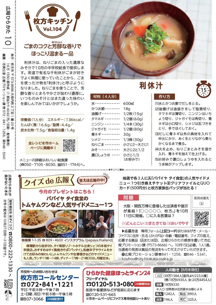 枚方キッチン クイズde広報