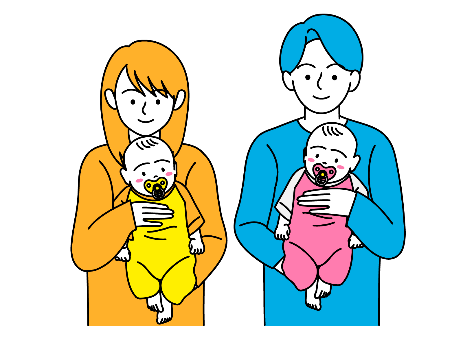 多胎児家庭のイラスト