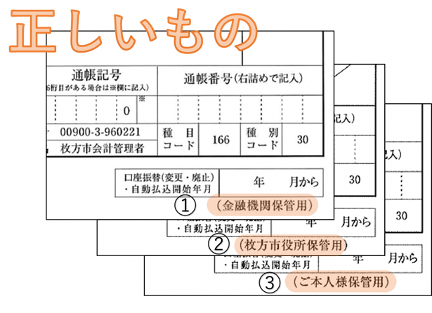 口座登録用紙・正しいものの例