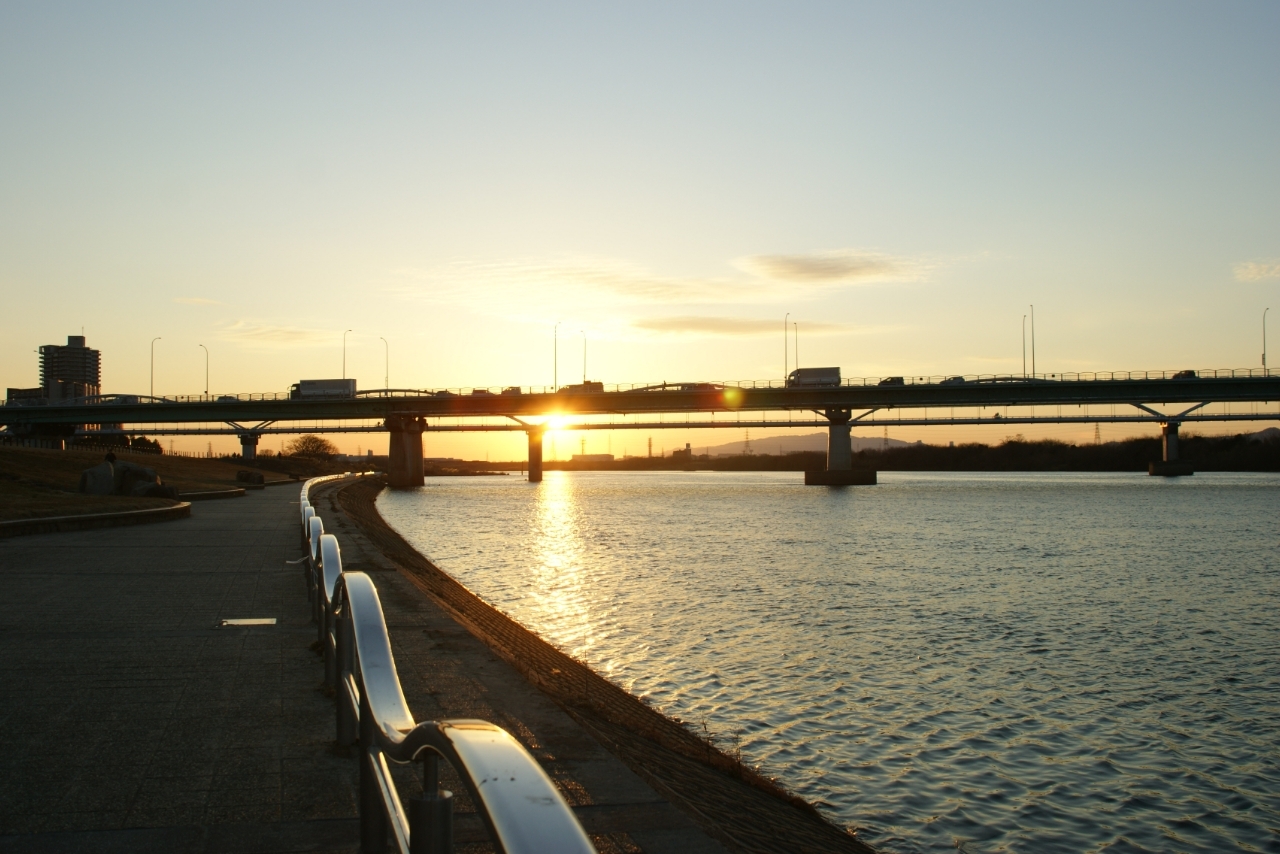 淀川河川公園の夕焼け