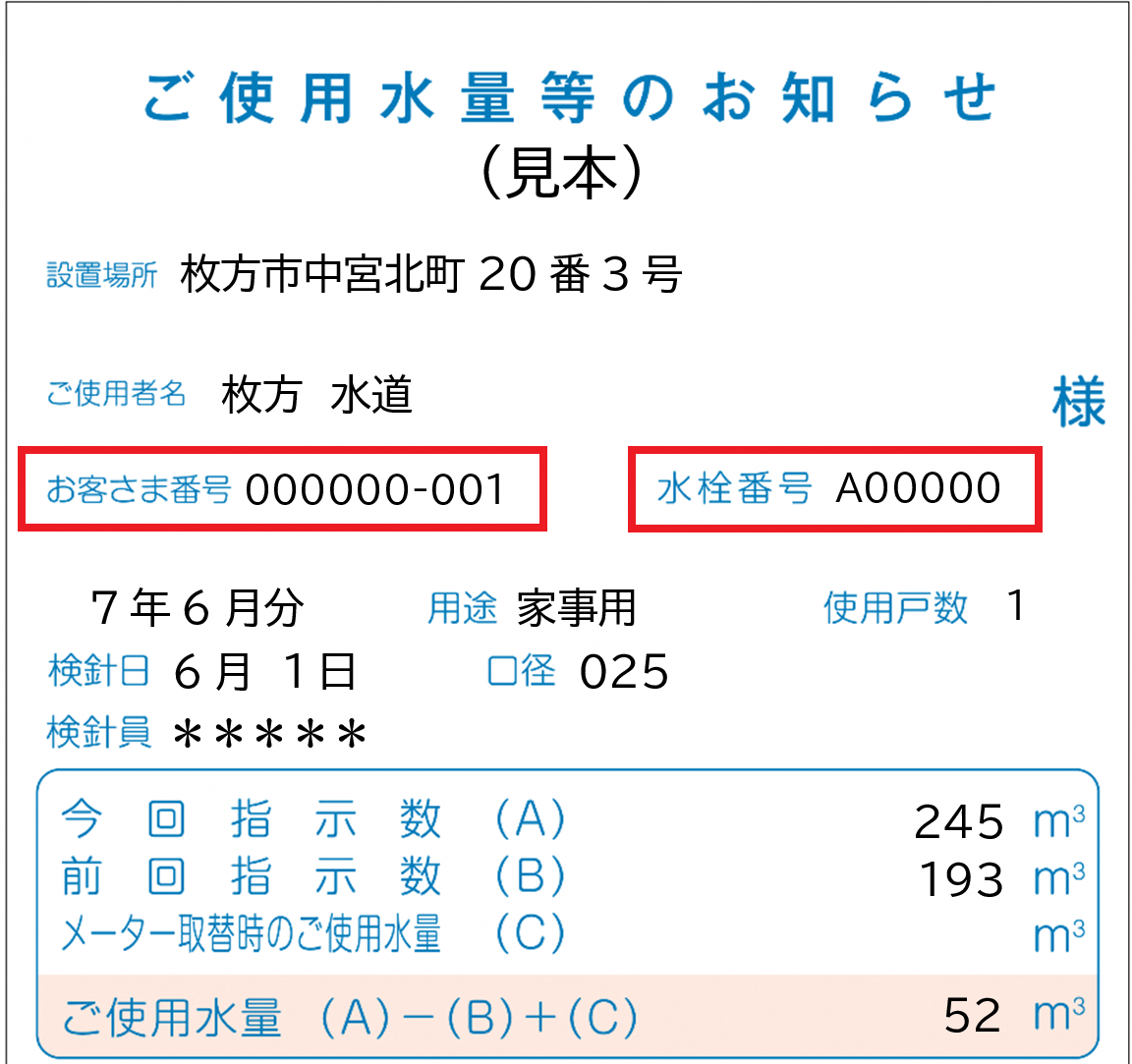 ご使用水量等のお知らせ